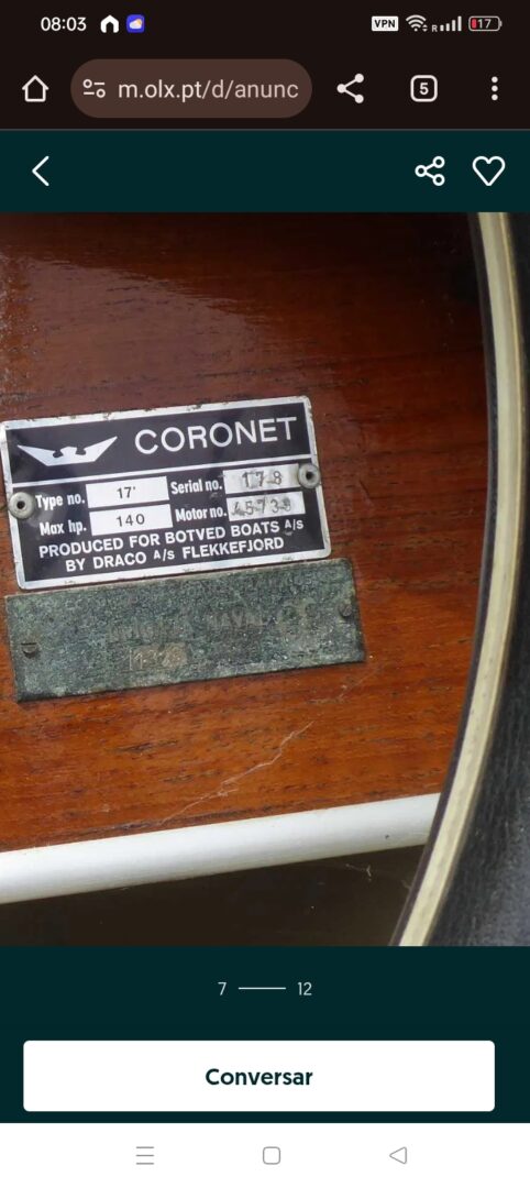 Klassieke Deense Coronet 17 runabout